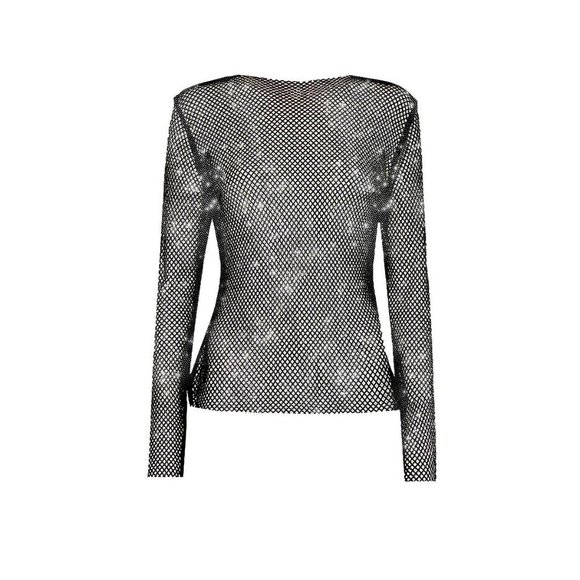 Amy Lynn rhinestone embellished skirt and top set co-ord fishnet - Picture 2 of 7